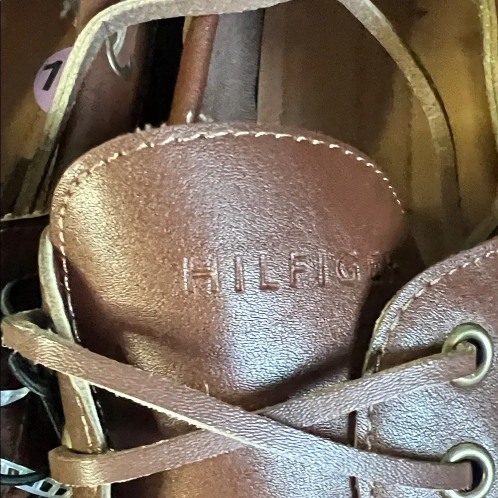 Tommy Hilfiger Tan Leather Boat Shoes